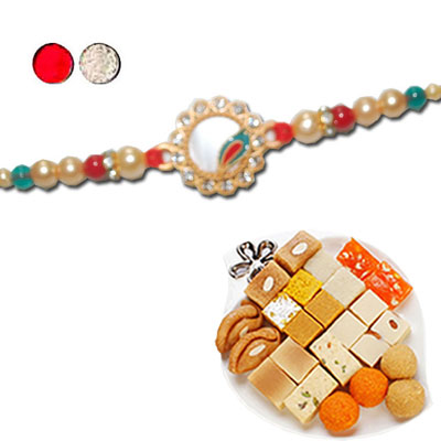 "Rakhi - ZR-5610 A (Single Rakhi),500gms of Assorted Sweets - Click here to View more details about this Product